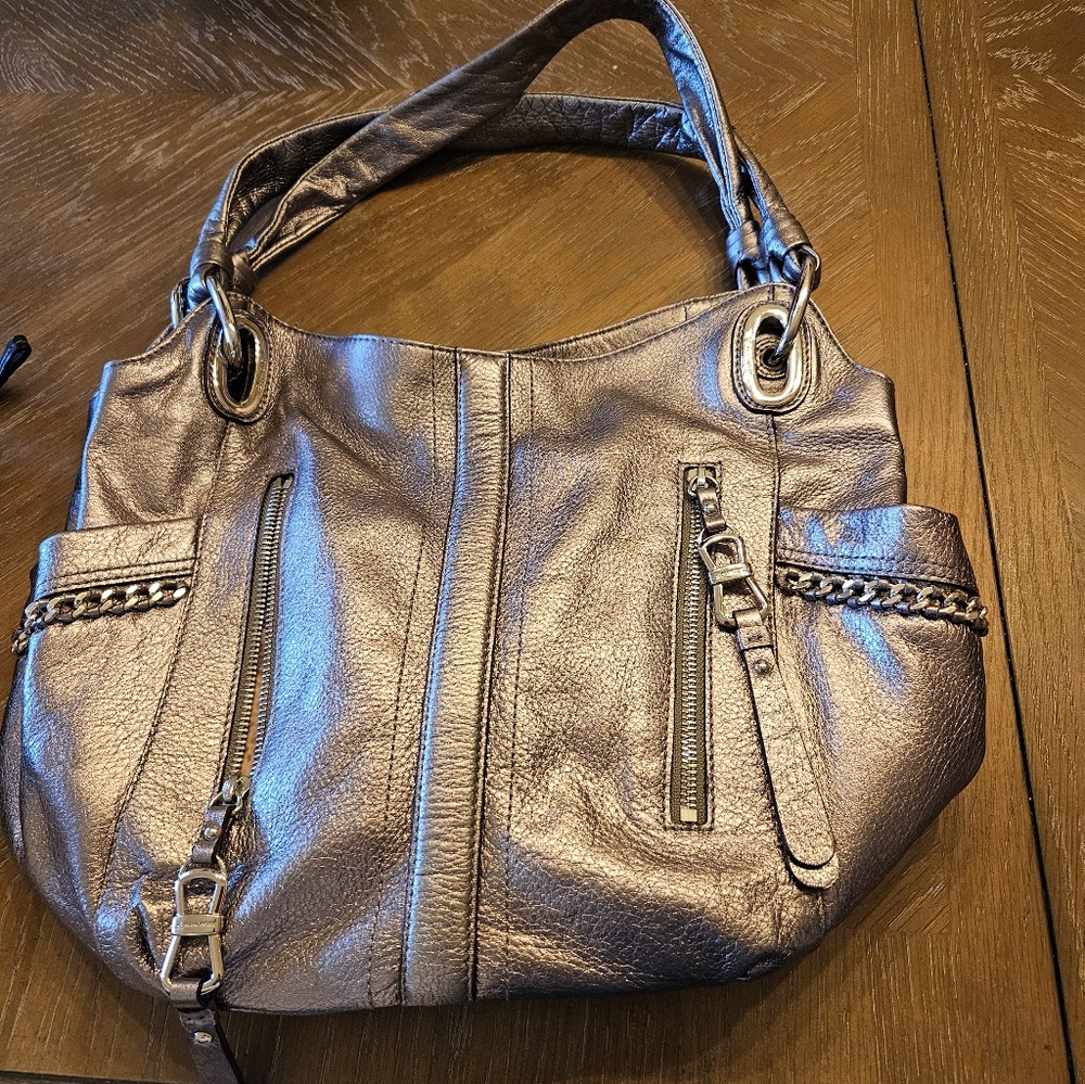 Metallic Shoulder Bag, B. Makovsky Made In Italy, Soft, Beauriful Bag, $25